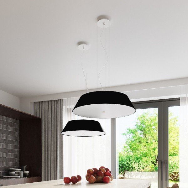 Melna piekaramā lampa ar stikla abažūru ø 60 cm Hektor – Sollux-image-4