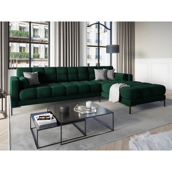 Tumši zaļš samta stūra dīvāns Cosmopolitan Design Bali, labais stūris-image-1