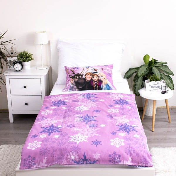 Kokvilnas bērnu gultas veļa 100x135 cm Frozen "Purple" – Jerry Fabrics-image-3