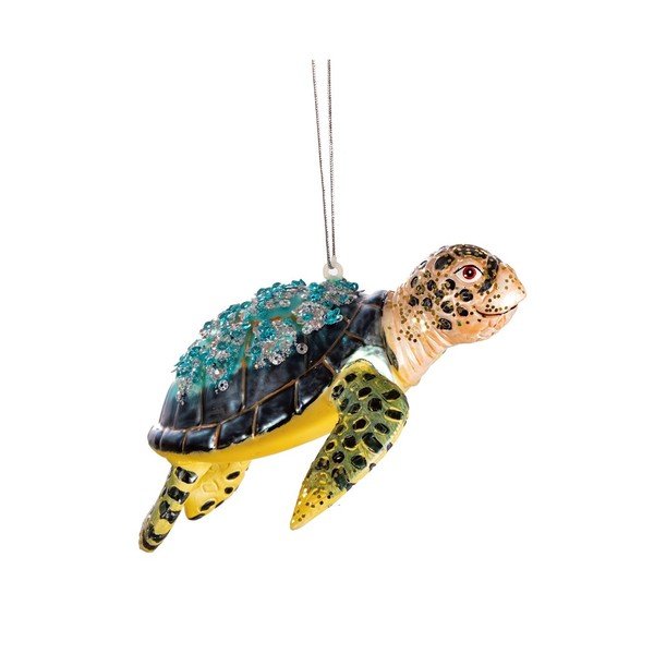 Ar rokām izgatavots Ziemassvētku eglītes rotājums 4 cm Turtle – Sass & Belle
