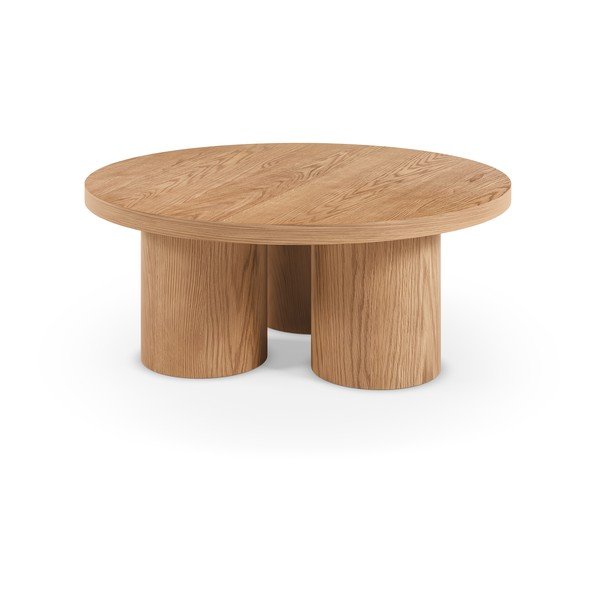 Dabīga toņa apaļš žurnālgaldiņš ar ozolkoka imitāciju ø 100 cm Arancha – MOME