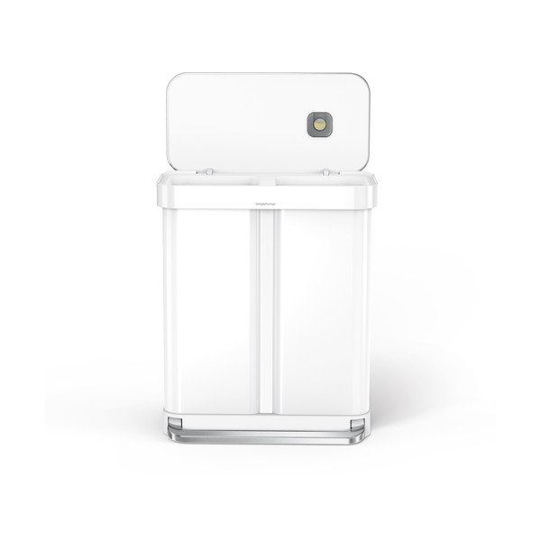 Balta atkritumu šķirošanas/ar pedāli tērauda atkritumu tvertne 34+24 l Dual – simplehuman-image-1