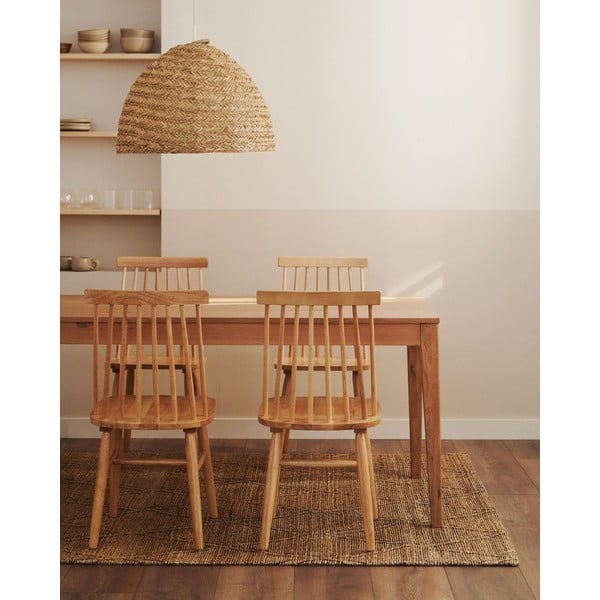 Dabīga toņa izvelkams ēdamgalds ar ozolkoka imitācijas galda virsmu 80x160 cm Yain – Kave Home-image-1