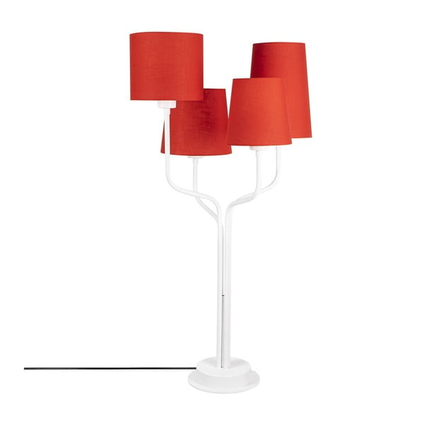Balta metāla galda lampa ar sarkaniem toņiem Opviq apgaismojums Aposto