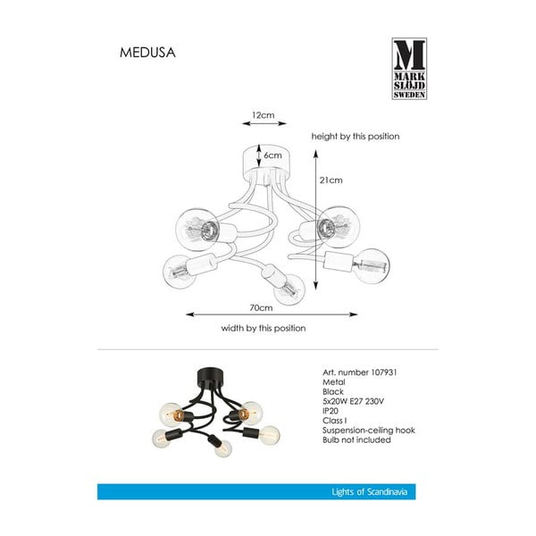 Melna griestu lampa Markslöjd Medua Ceiling 5L-image-1
