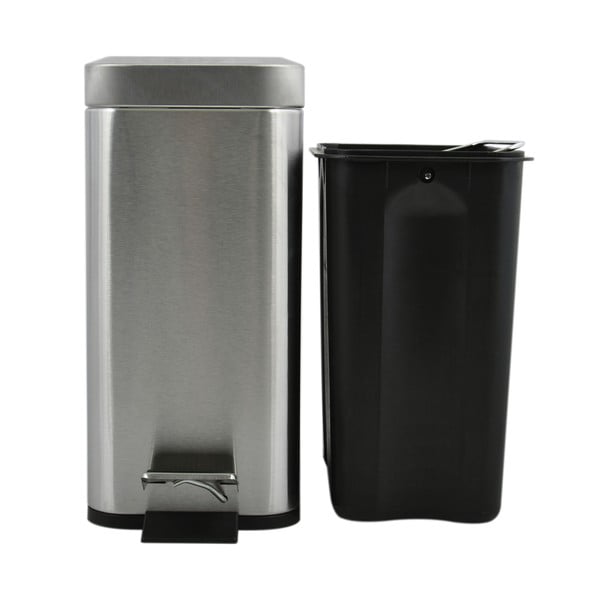 Matētas sudraba krāsas tērauda atkritumu tvertne ar pedāli 5 l   Erik – Spirella-image-3