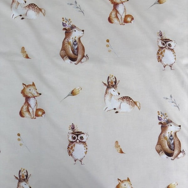 Bēša kokvilnas bērnu gultas veļa 100x135 cm Animals "Woodland" – Jerry Fabrics-image-4