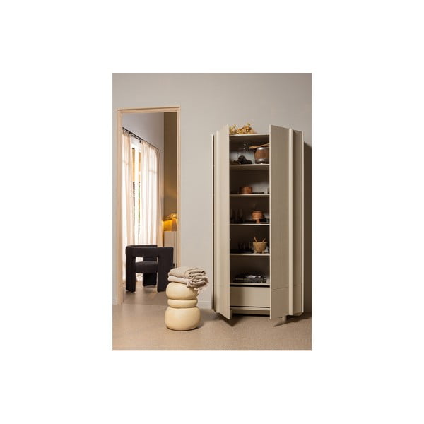 Krēmkrāsas priedes masīvkoka modulārais skapis 101x210 cm Basu – WOOOD-image-1