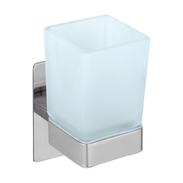 Spīdīgas sudraba krāsas stikla pašlīmējošs trauks zobu birstei Genova – Wenko-image-2