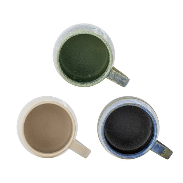 Zilas/bēšas akmensmasas krūzes (3 gab.) 460 ml Cloe – Bloomingville-image-3