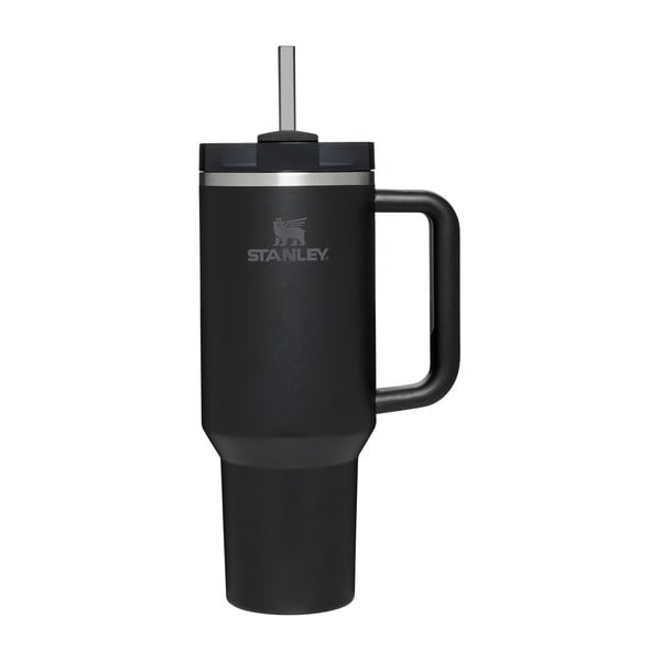 Melns nerūsējošā tērauda termoss ar salmiņu 1,18 l Quencher H2.0 FlowState Tumbler Black – Stanley