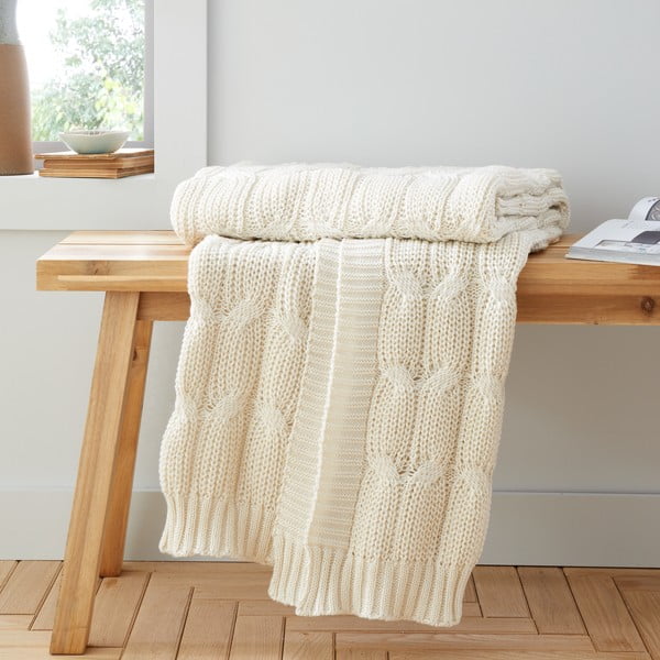 Balts/bēšs adīts pleds 130x170 cm Chunky Marl Knit – Catherine Lansfield