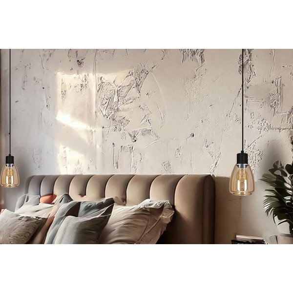 Melna piekaramā lampa ar stikla abažūru ø 12 cm Moldo – Candellux Lighting-image-1