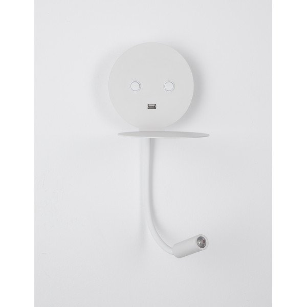 Balta alumīnija LED sienas lampa ar saliekamu konstrukciju/ar USB portu Eclip – Nova Luce-image-3