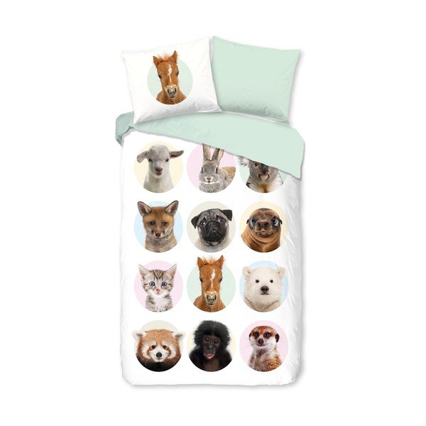 Vienguļamā kokvilnas bērnu gultas veļa 140x220 cm Young Animals – Good Morning