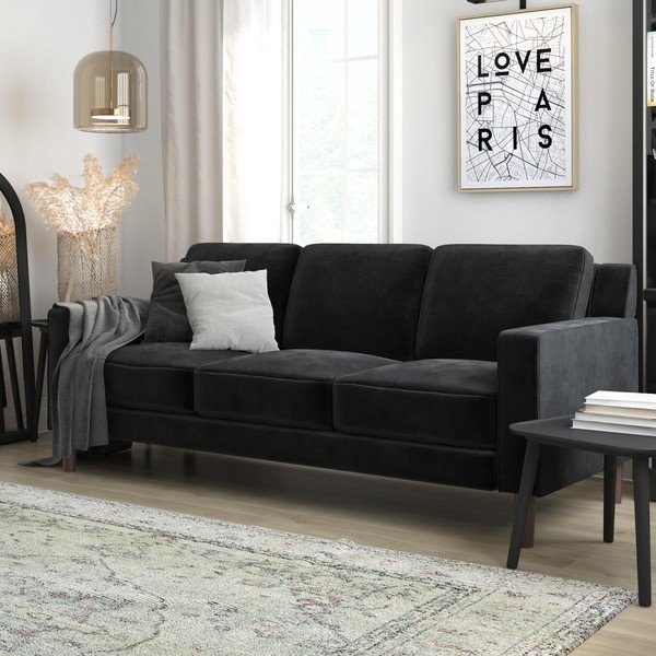 Melns samta dīvāns 83 cm Brynn – Støraa-image-1