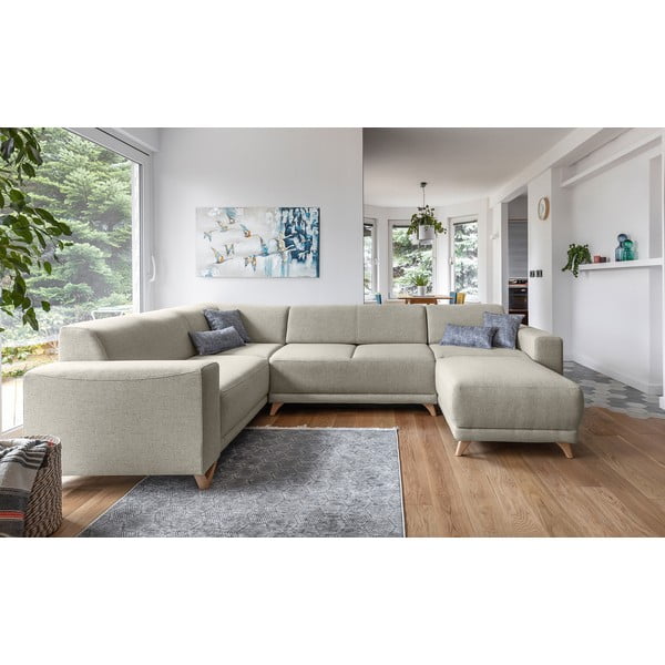 Bēšs salokāms/ar uzglabāšanas vietu stūra dīvāns (ar kreiso stūri/U veida) Classy Sophie – Miuform-image-1