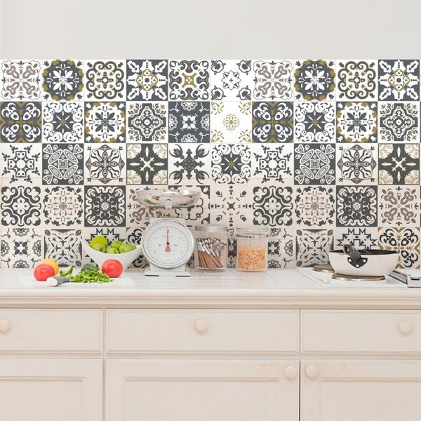 Komplekts 30 sienas uzlīmes Ambiance Wall Decal Cement Tiles Antalya, 20 x 20 cm-image-1