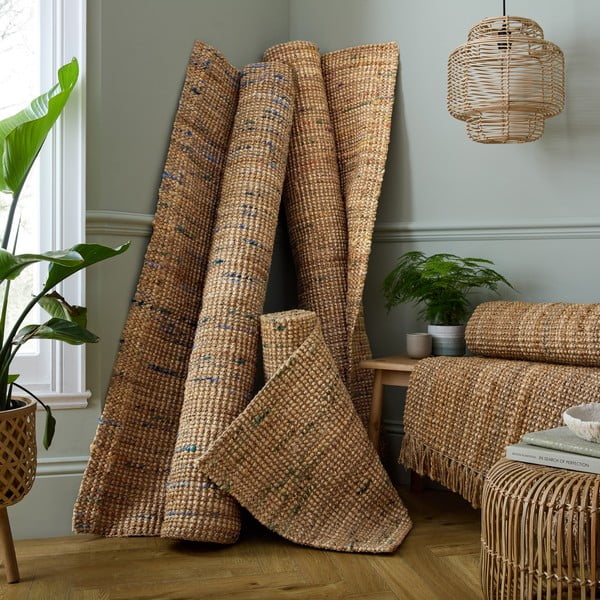 Zaļš/dabīga toņa divpusējs/ar rokām darināts džutas paklājs 200x290 cm Jute Boucle Green – Flair Rugs-image-2