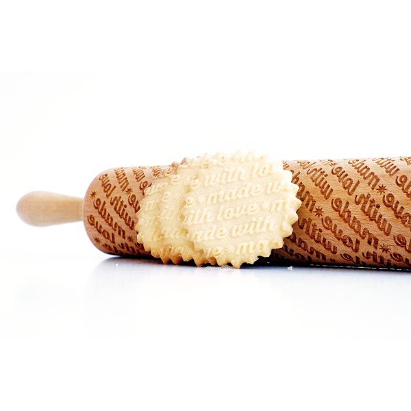 Koka mīklas rullis ar gravējumu Made With Love – Valek-image-1