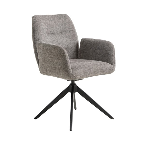Pelēks polsterēts ēdamistabas krēsls ar roku balstiem Roxana – Unique Furniture