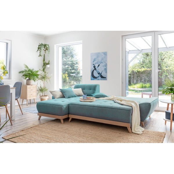 Tirkīzzils salokāms stūra dīvāns (ar maināmu stūri) Dazzling Daisy – Miuform-image-3