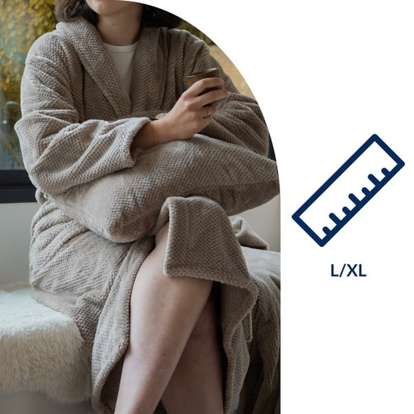 Pelēkbrūns mikroplīša halāts L/XL Pippa – Tiseco Home Studio-image-4