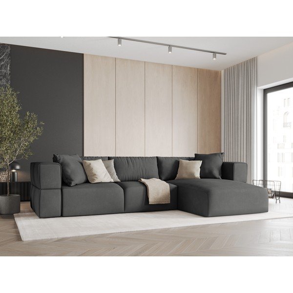 Tumši pelēks stūra dīvāns (ar labo stūri) Esther – Milo Casa-image-1