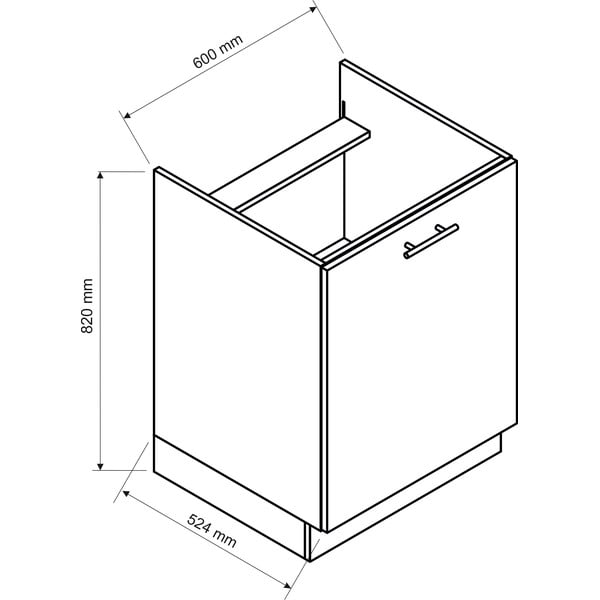 Apakšējais virtuves skapītis zem plīts (platums 60 cm) Brodie – STOLKAR-image-1