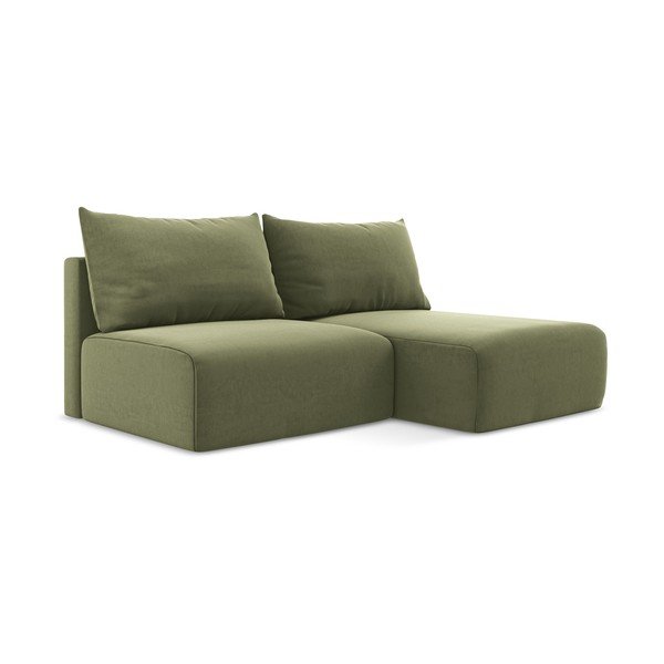 Zaļš samta salokāms stūra dīvāns ar uzglabāšanas vietu (ar labo stūri/ar zvilni) Kalena – Makamii-image-2