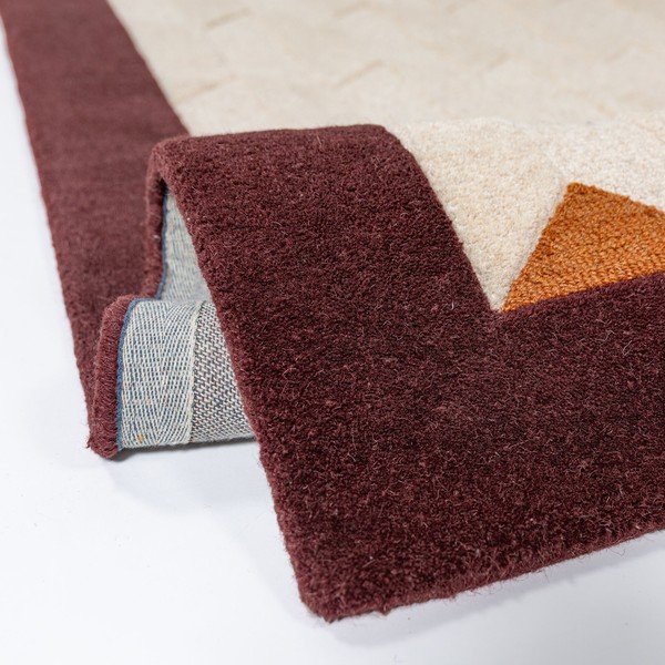 Bordo/dabīga toņa ar rokām darināts vilnas celiņa paklājs 60x230 cm Apex Border Wool – Flair Rugs-image-4