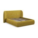 Sinepju dzeltena polsterēta divvietīga gulta ar veļas kasti un redelēm 180x200 cm Hauke – Makamii