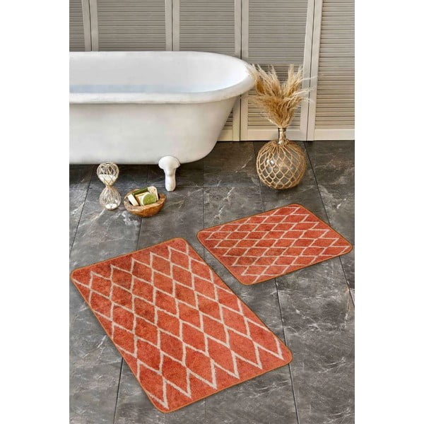 Terakotas oranži samta vannas istabas paklājiņi (2 gab.) 60x100 cm – Mila Home-image-4