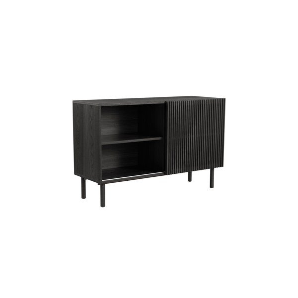 Melns skapītis ar oškoka imitāciju ar bīdāmām durvīm 124x80x45 cm Sion – Jotex-image-3