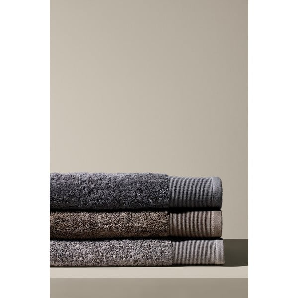 Tumši pelēks kokvilnas vannas dvielis Blomus, 140 x 70 cm-image-1