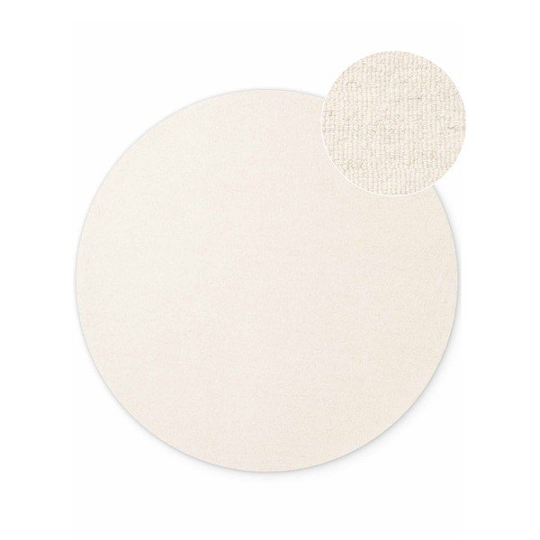 Krēmkrāsas ar rokām darināts vilnas apaļš paklājs ø 160 cm Puristic Knots – Elle Decoration