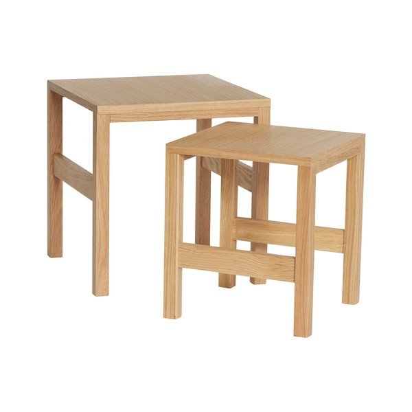 Sānu galdiņi ar ozolkoka imitāciju (2 gab.) 40x40 cm Puzzle – Hübsch-image-2