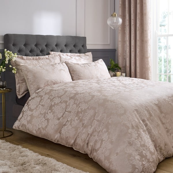 Bēša divguļamā damasta gultas veļa 200x200 cm Damask Jacquard – Catherine Lansfield