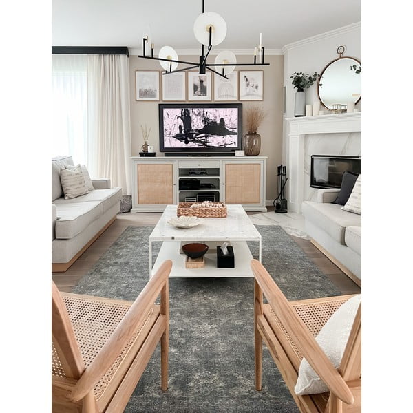 Pelēks vilnas paklājs 230x340 cm Calisia Vintage Flora – Agnella-image-4