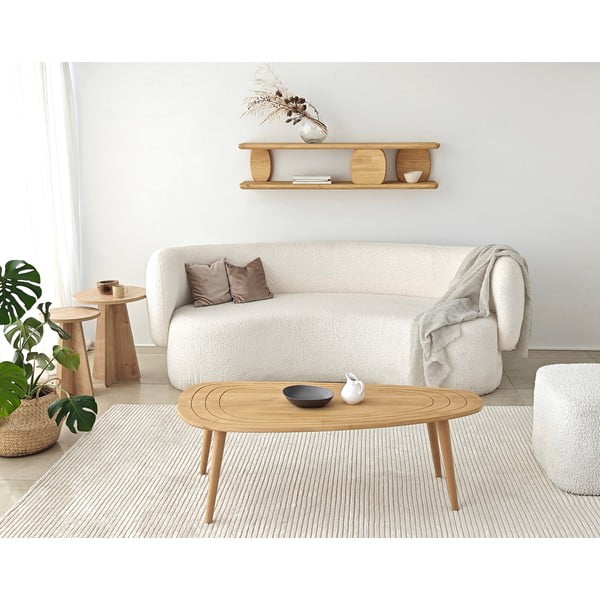 Dabīga toņa daudzlīmeņu ozola masīvkoka sienas plaukts 120 cm Modena – Kalune Design-image-4