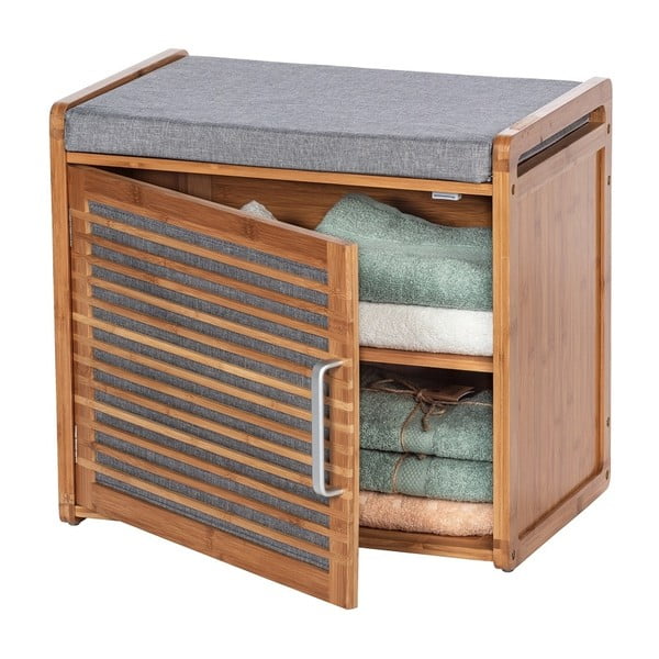 Pelēks/brūns bambusa apavu plaukts ar soliņu Bahari – Wenko-image-3