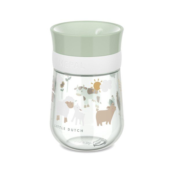 Gaiši zaļa plastmasas bērnu krūze 300 ml Little Farm – Mepal
