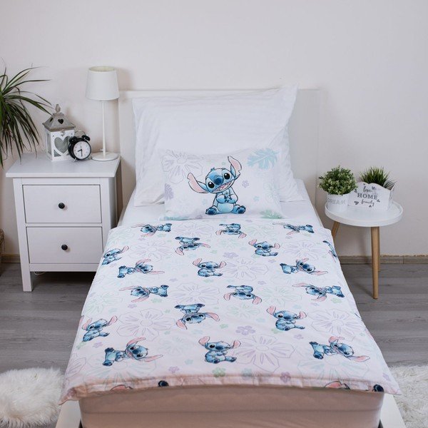 Balta kokvilnas bērnu gultas veļa 100x135 cm Lilo and Stitch "Ohana White" – Jerry Fabrics-image-2