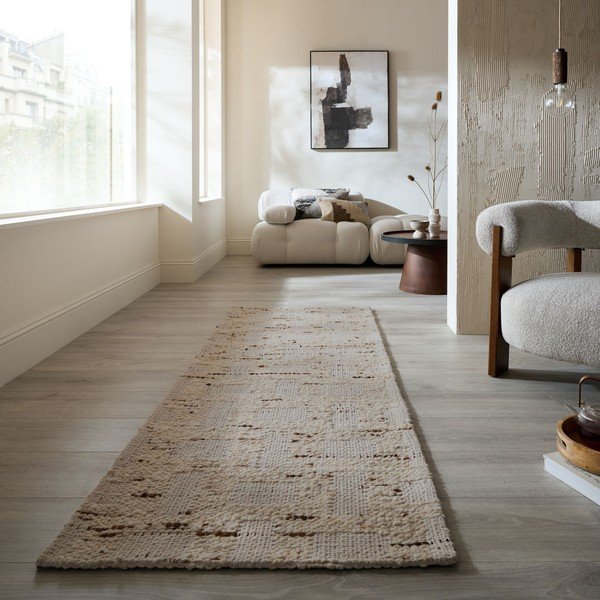 Dabīga toņa ar rokām darināts celiņa paklājs no vilnas maisījuma 80x230 cm Rova Blend – Flair Rugs-image-1