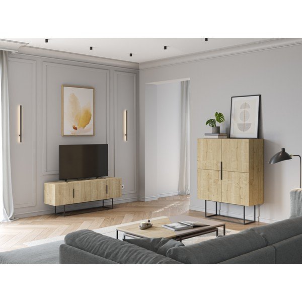 Dabīga toņa skapītis ar ozolkoka imitāciju 100x130 cm Titan – Marckeric-image-1