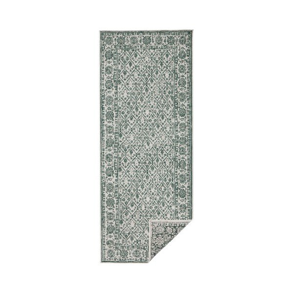 Pelēki zaļš rakstains divpusējs āra skrejceļš bougari Curacao, 80 x 350 cm-image-1