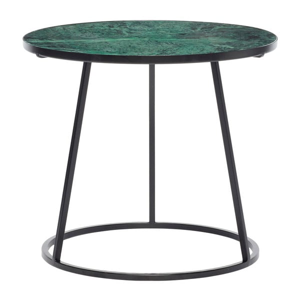 Melns sānu galdiņš ar zaļu marmora virsmu Hübsch Dana
