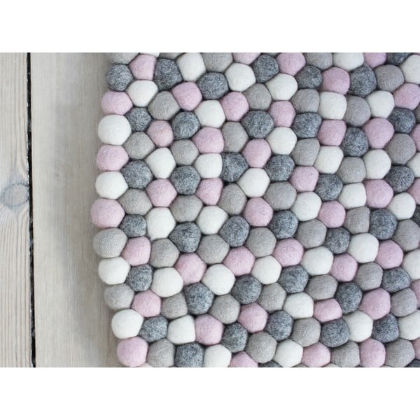 Gaiši rozā-pelēks bumbiņu vilnas paklājs Wooldot Ball Rugs, ⌀ 90 cm