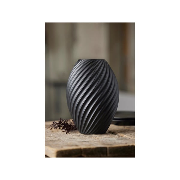 Melna porcelāna vāze Morsø River, augstums 26 cm-image-4