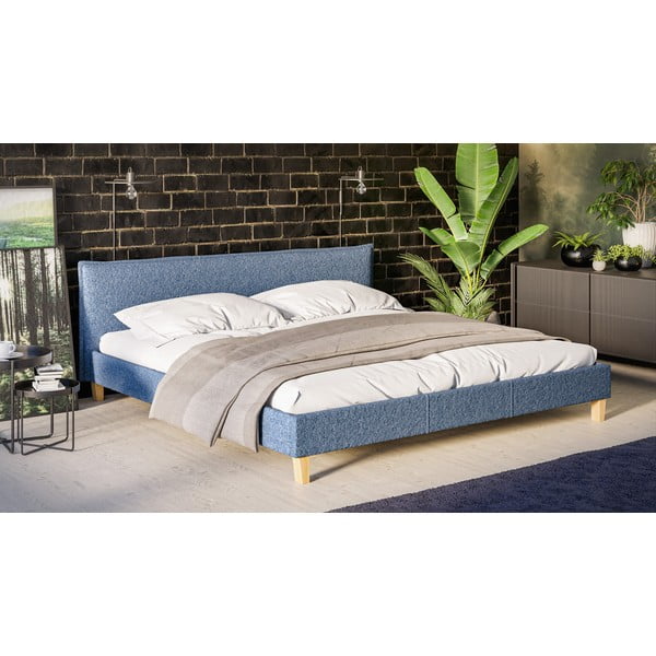 Zila mīksta divvietīga gulta ar režģi 200x200 cm Tina – Ropez-image-2